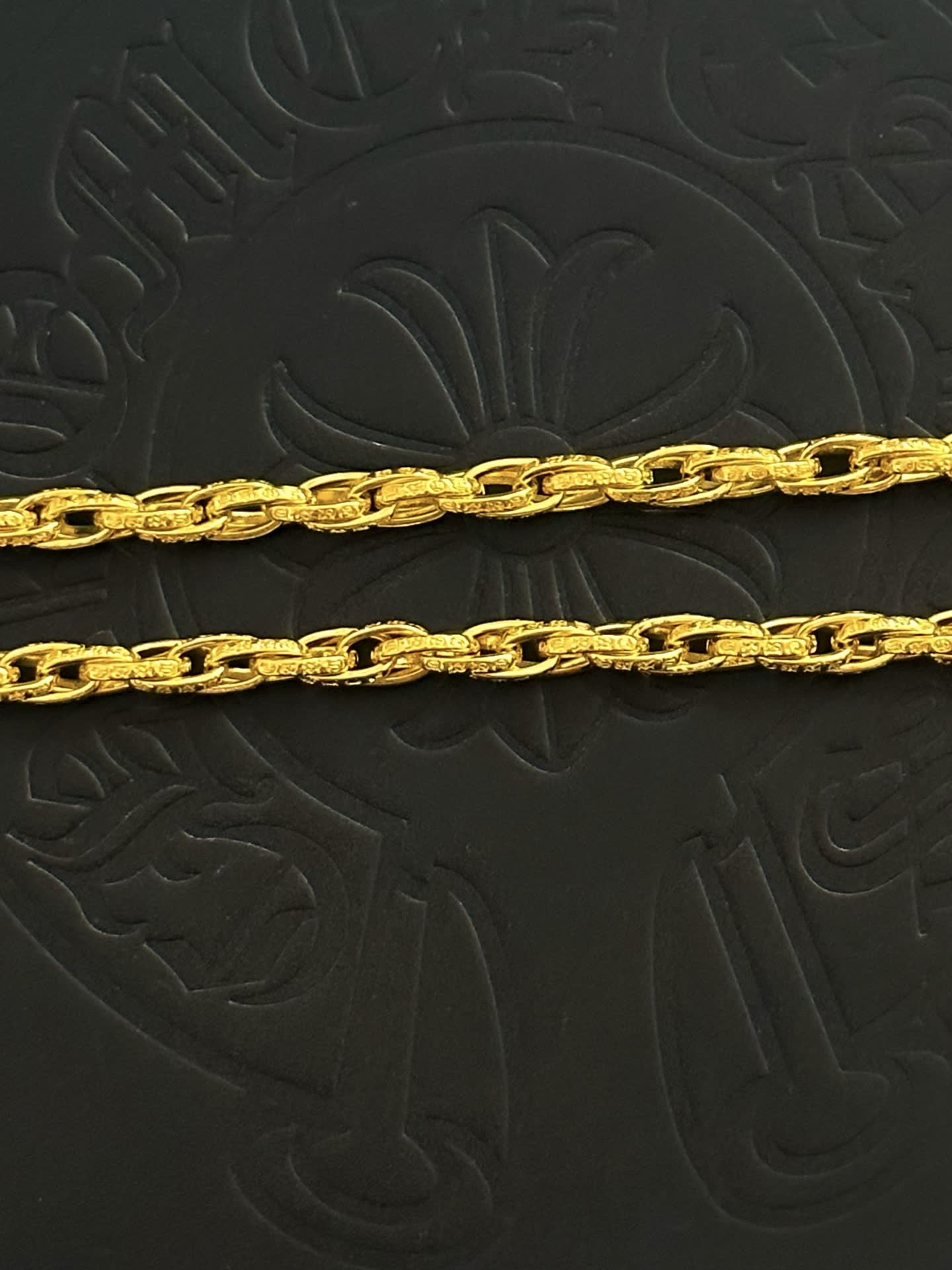Chrome Hearts Gold Cross Pendant Necklace with Blue Gemstone